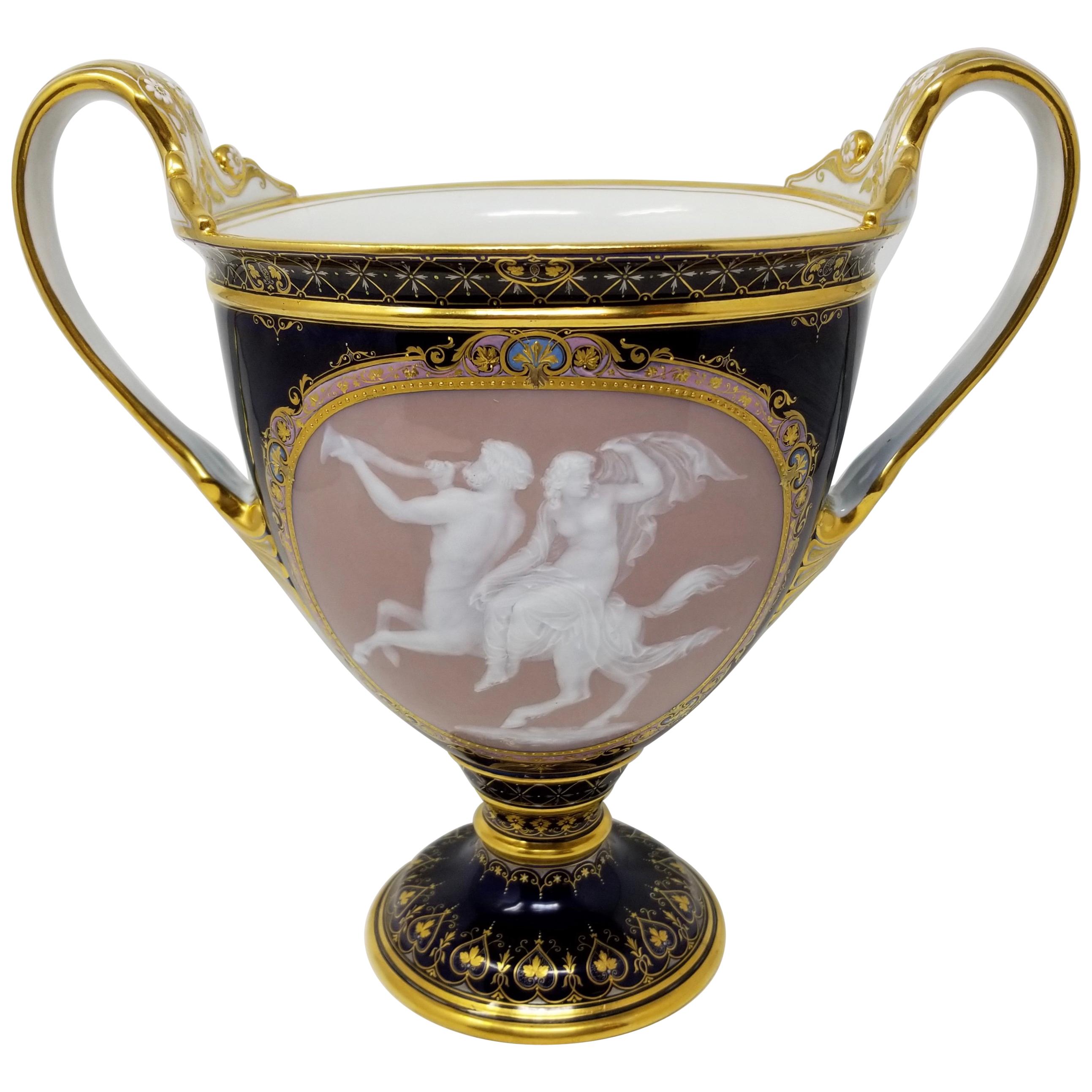 Meissen Pate Sur Pate Vase of a Neoclassical Maiden Seated on Centaur