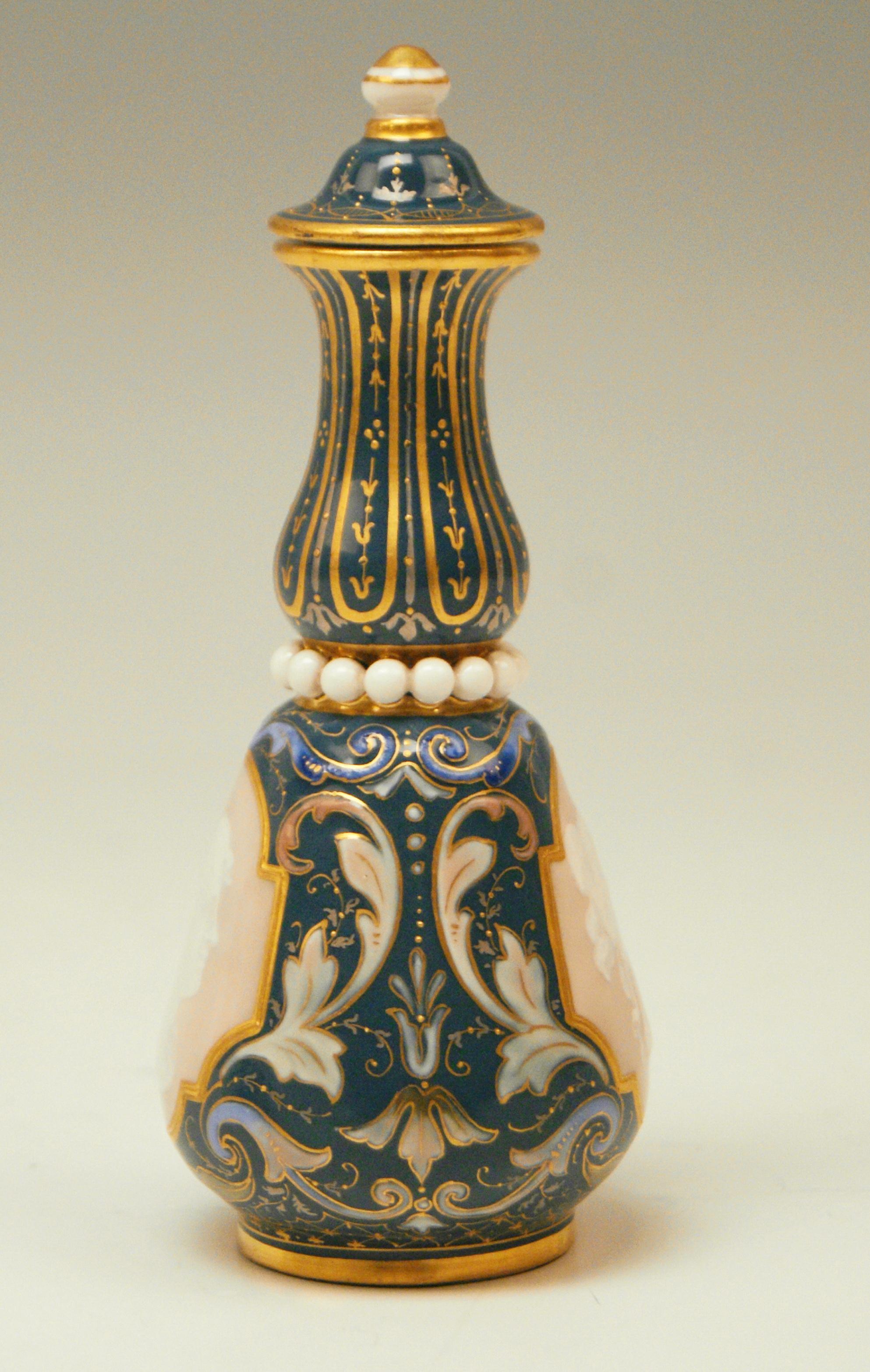 Meissen most remarkable item:
Pâte-Sur-Pâte vase, decorated with two Panels showing female face in profile view.

Measures / dimensions:
Total height: 4.72 inches / 12.0 cm 
Diameter of vase: 1.96 inches / 5.0 cm

Manufactory:
