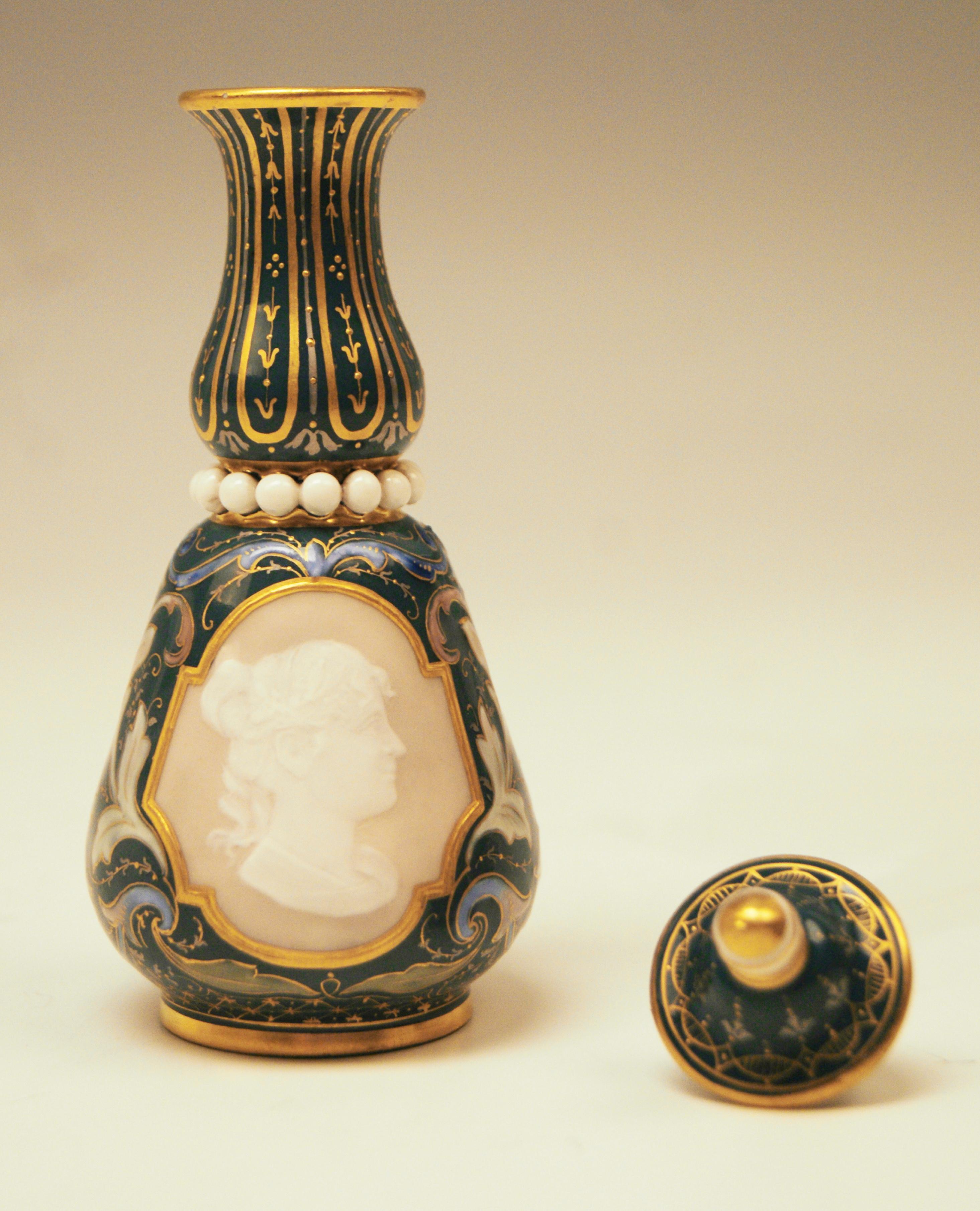 Late 19th Century Meissen Pâte-Sur-Pâte Vase Two Panels of Female Face in Profile View Made
