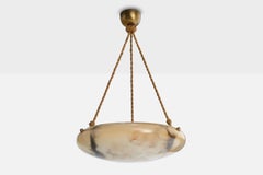 Meissen, Pendant Light, Brass, Fabric, Glass, Germany, 1930s