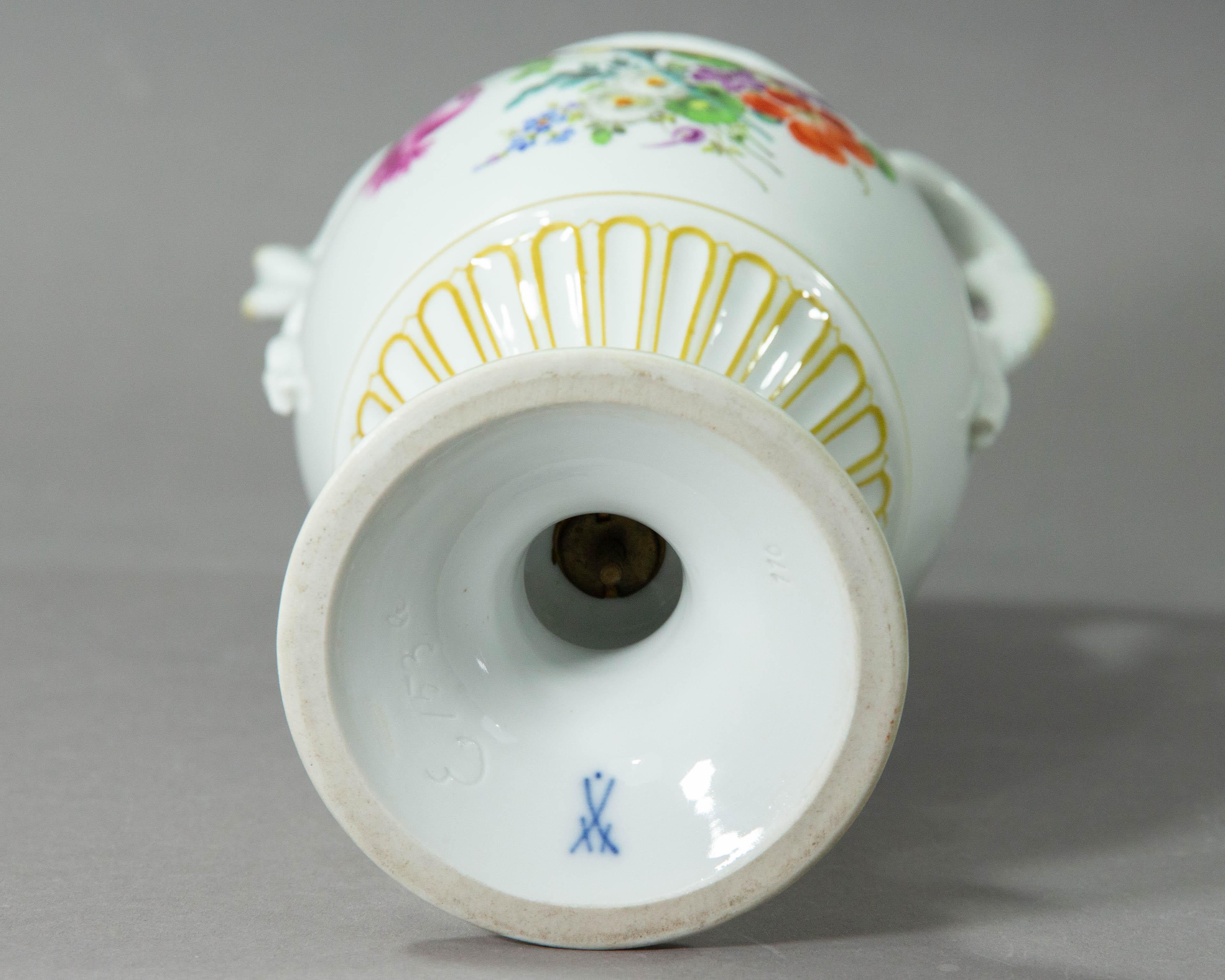 Porcelain Meissen, Pfeiffer Period Snake Handled Vase Model E153 For Sale