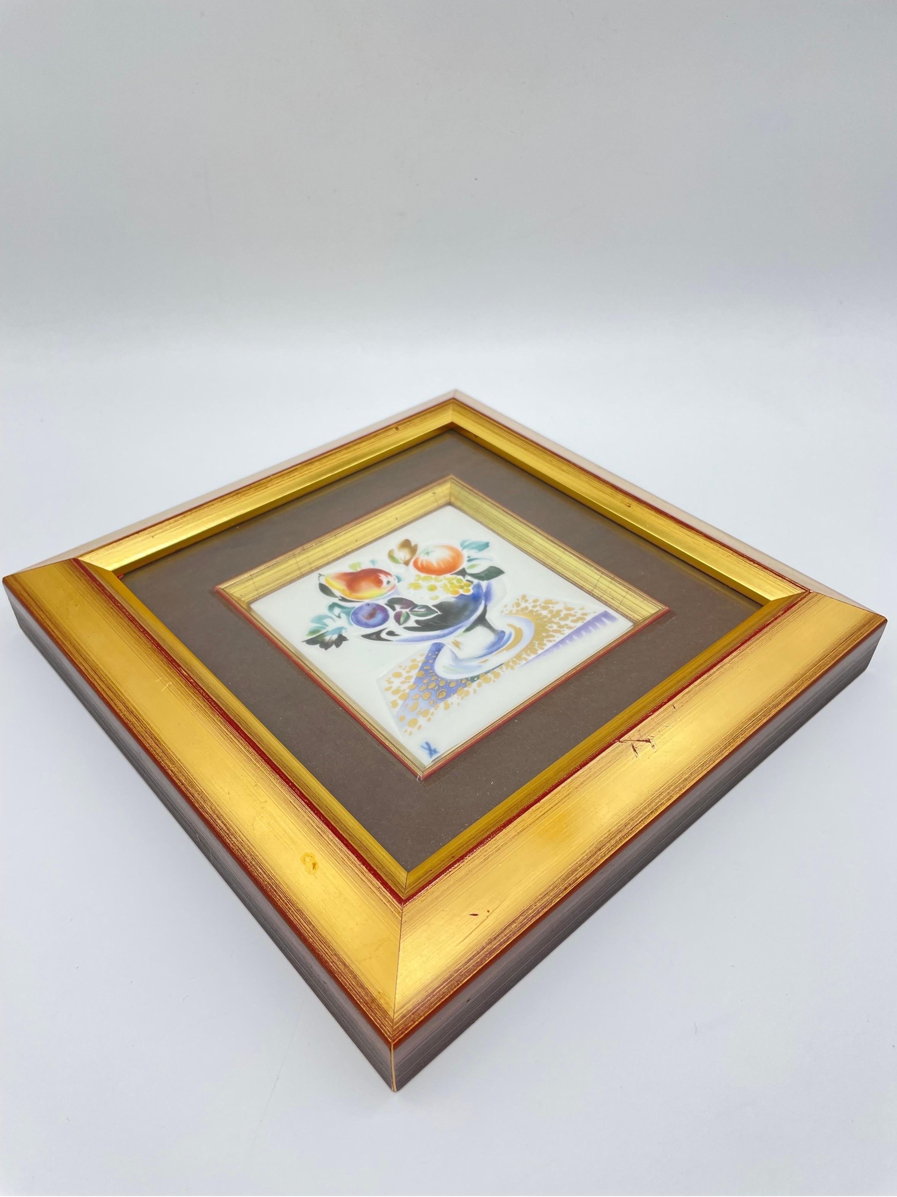 German Meissen Picture Plate/Relief Plate Fruit Painting, Professor Heinz Werner #2 For Sale