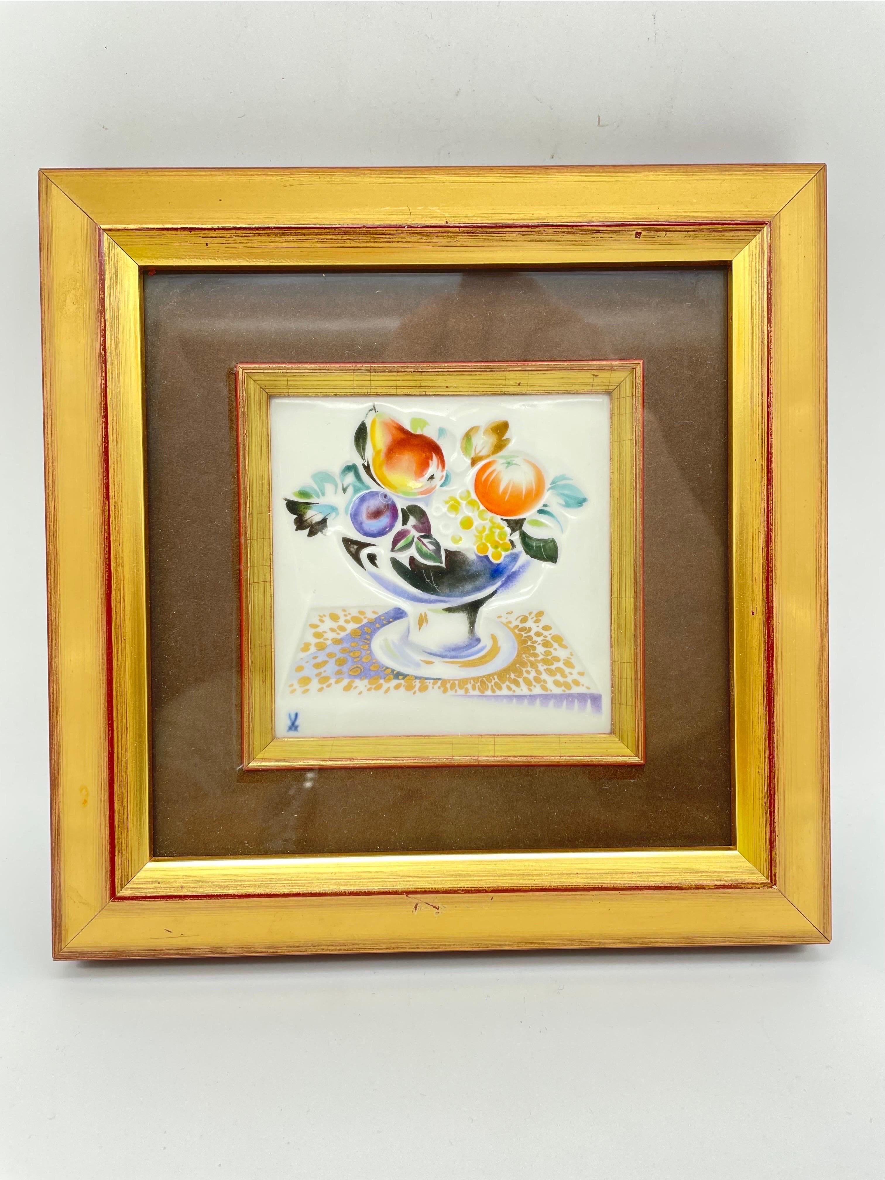 Meissen Picture Plate/Relief Plate Fruit Painting, Professor Heinz Werner #2 For Sale 1