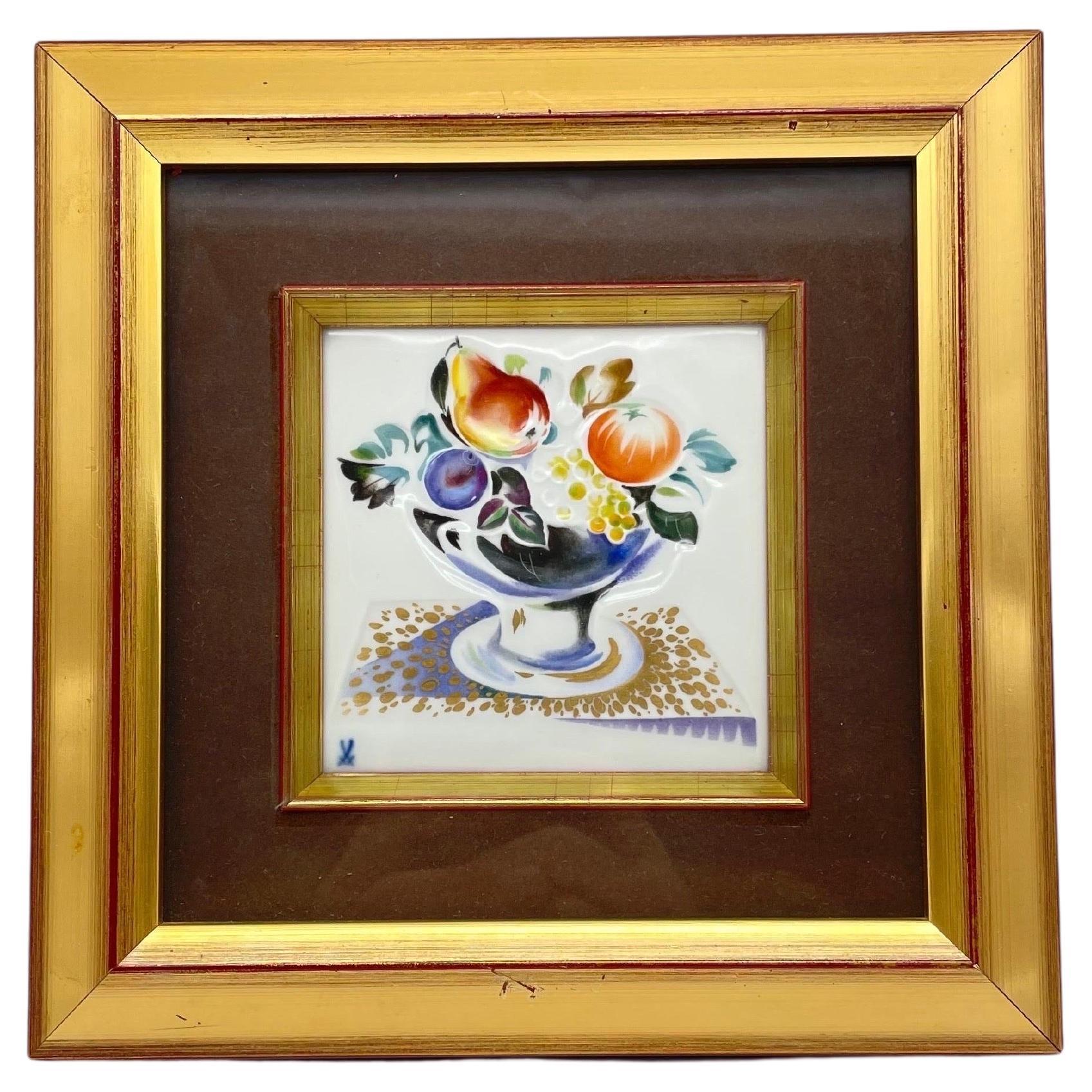 Meissen Picture Plate/Relief Plate Fruit Painting, Professor Heinz Werner #2 For Sale