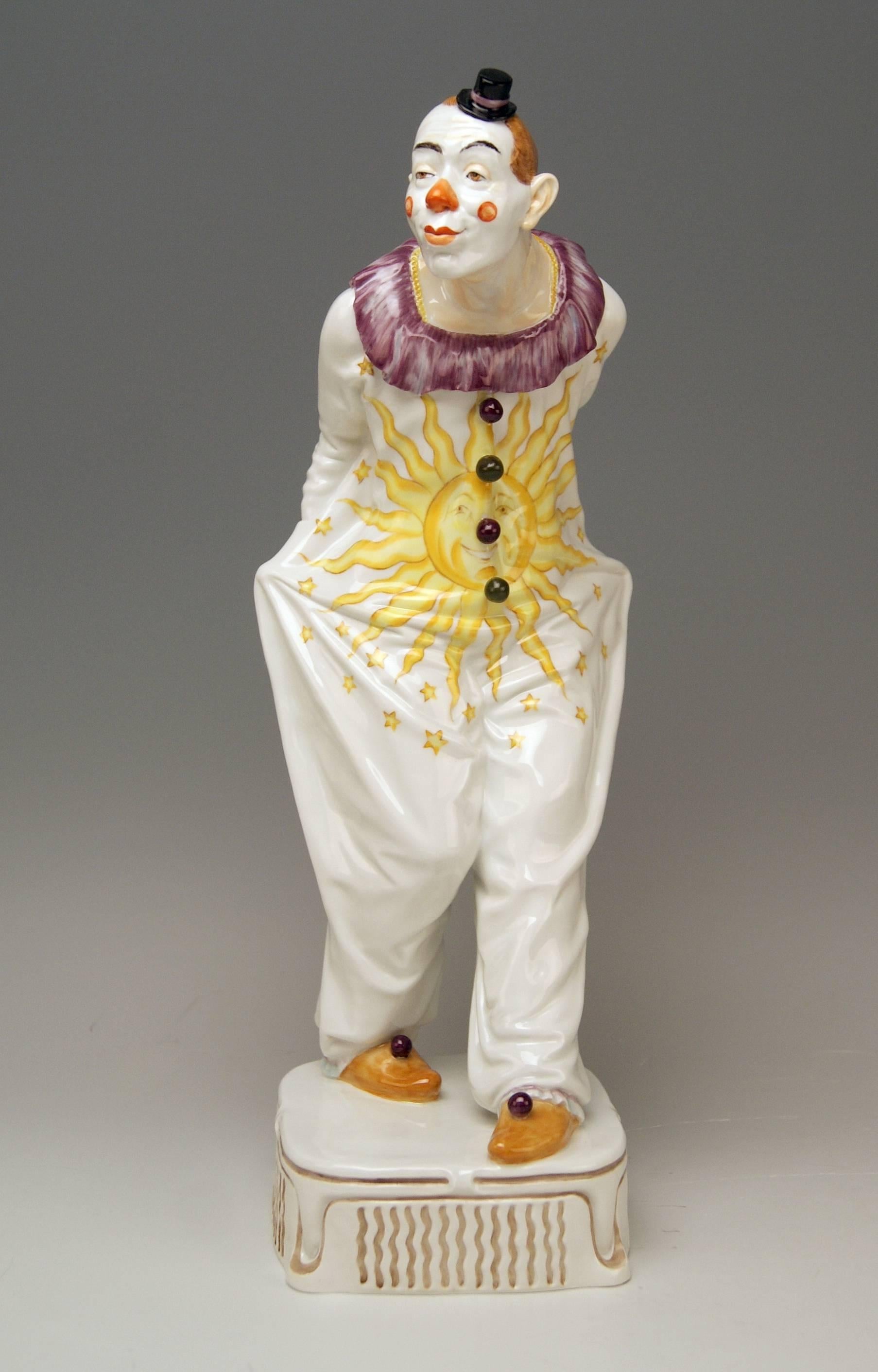 German Meissen Pierrot Figurine Walking by Martin Wiegand Made 20th Century