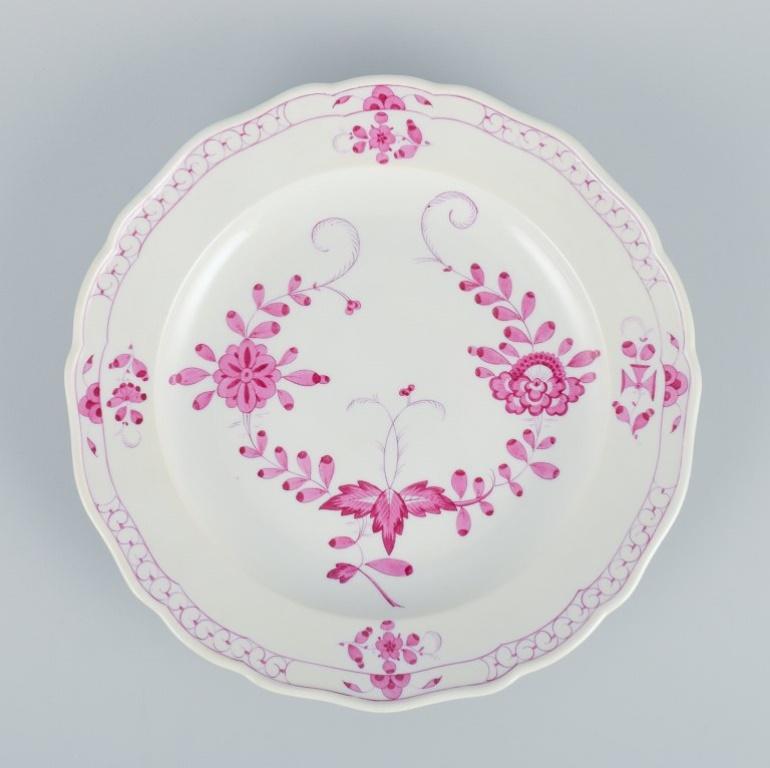 German Meissen, Pink Indian, a Set of Four Dinner Plates, Approx. 1900