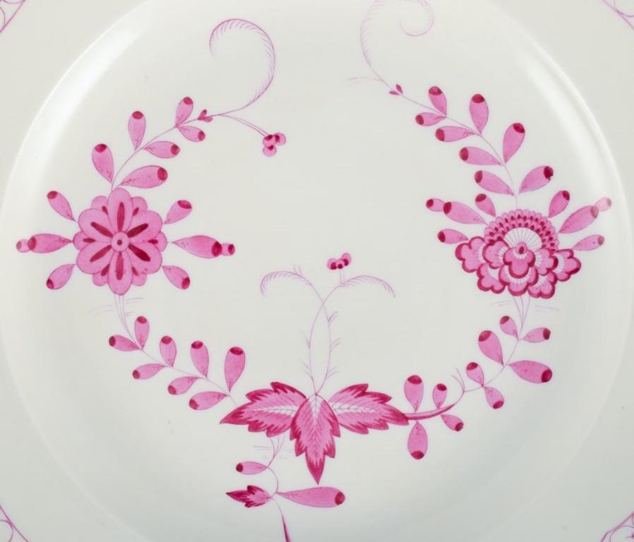 Early 20th Century Meissen, Pink Indian, a Set of Four Dinner Plates, Approx. 1900