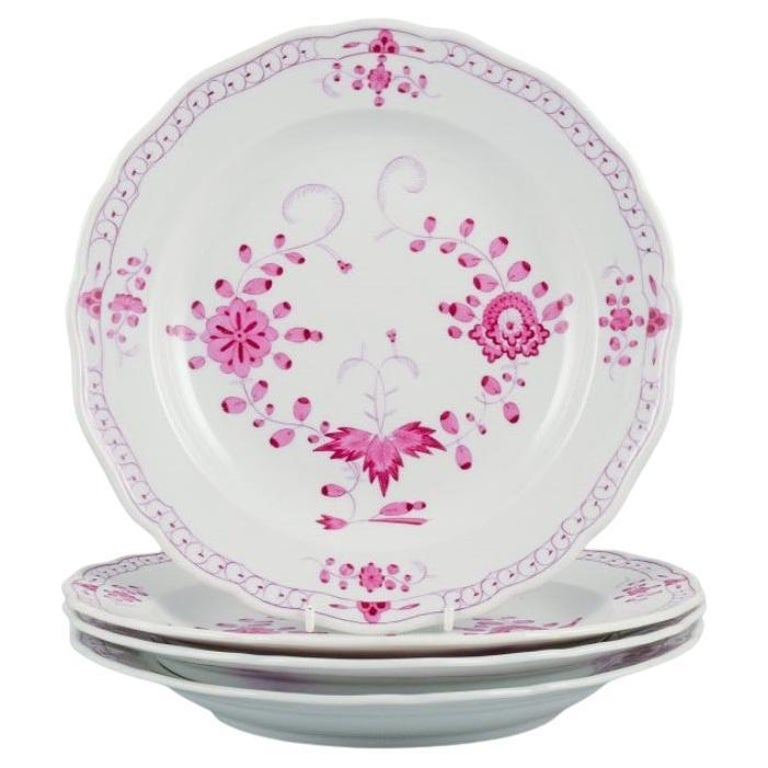 Meissen, Pink Indian, Four Dinner Plates in Porcelain at 1stDibs
