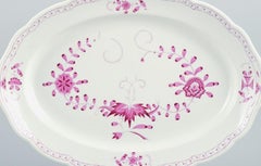 Meissen, Pink Indian. Large Oval Serving Dish, Germany, Approx. 1900