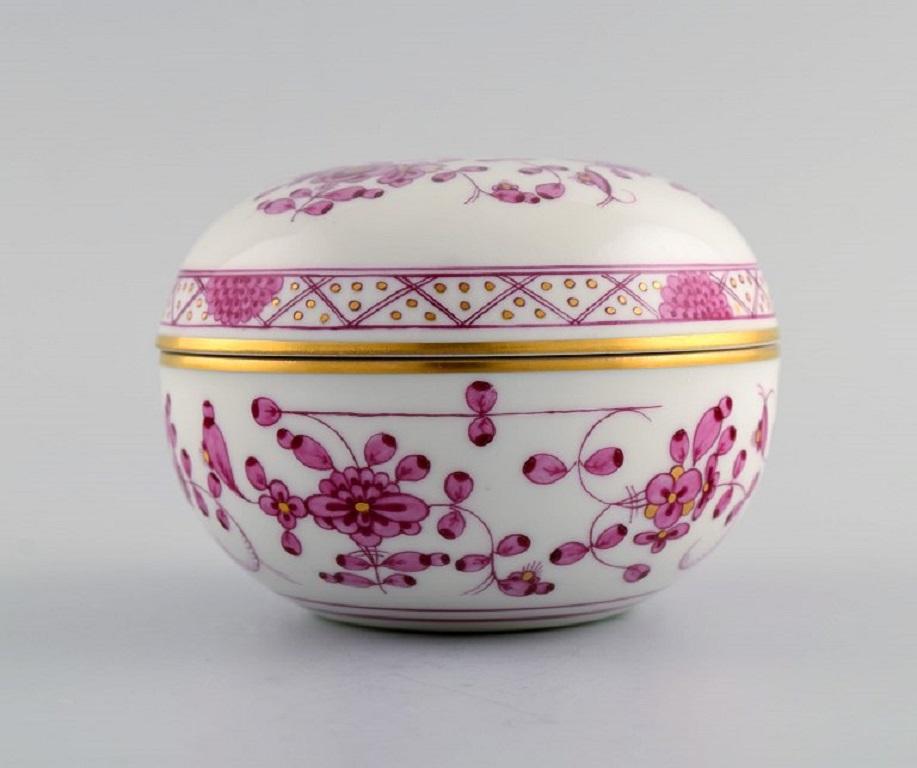 German Meissen Pink Indian Lidded Trinket Box in Hand-Painted Porcelain, Early 20th C
