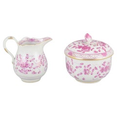 Meissen, “Pink Indian”. Porcelain sugar bowl and cream jug, early 20th C.