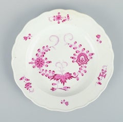 Meissen, Pink Indian, Set of Four Porcelain Plates. Approx. 1900