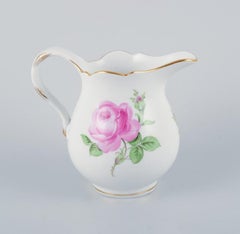 Meissen, "Pink Rose" porcelain sugar bowl and creamer, 1930s/40s