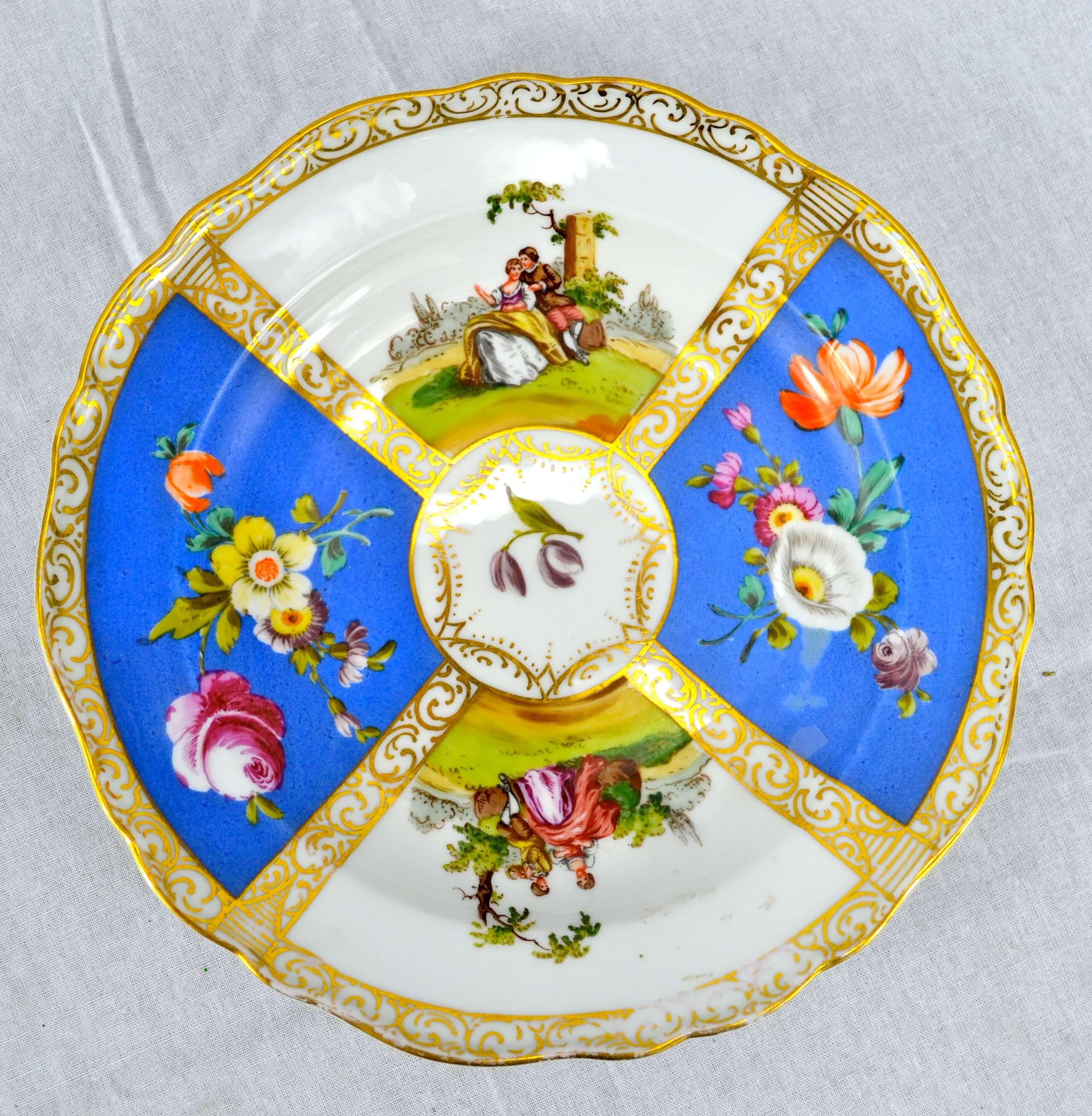 Romantic Meissen Plates, Set of Six For Sale