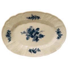 Meissen Platter with a Finely Painted Blue Bouquet of Flowers in the Center