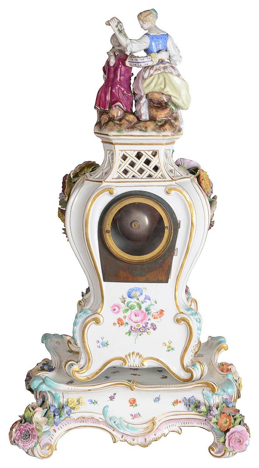 19th Century Meissen porcelain 19th century mantle clock. For Sale