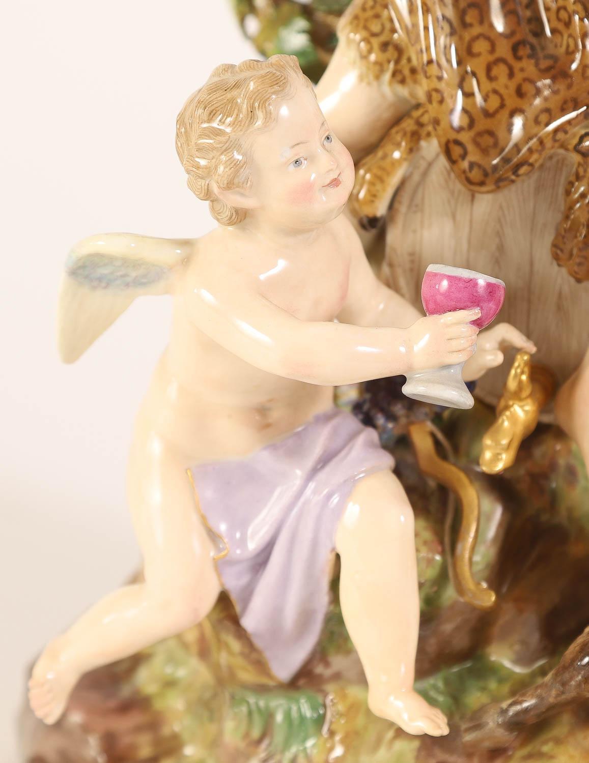 Meissen Porcelain Bacchus and Attendants Figural Group For Sale 4