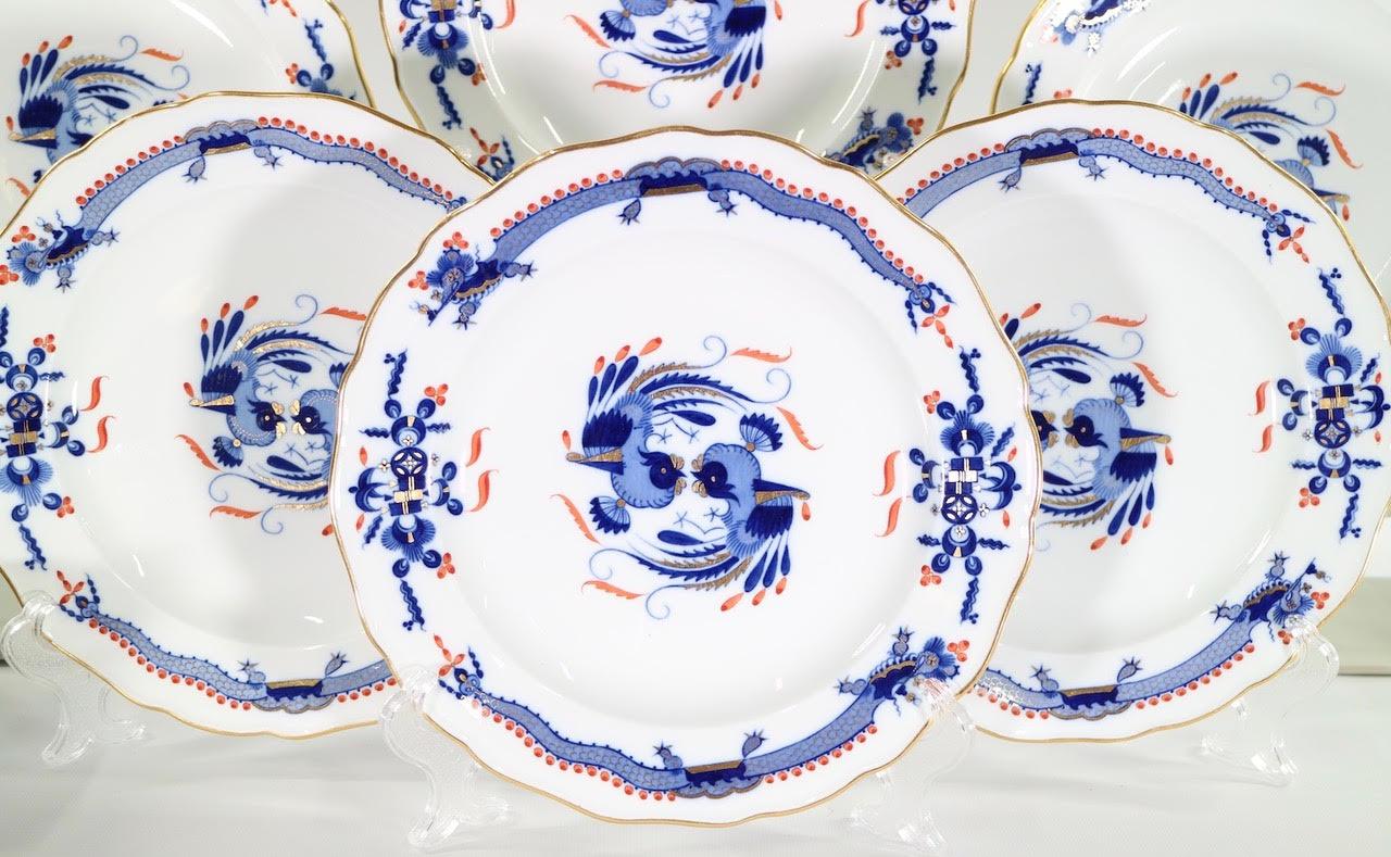 Baroque Revival Meissen Porcelain 'Blue Dragon' Scalloped Dinner Plates