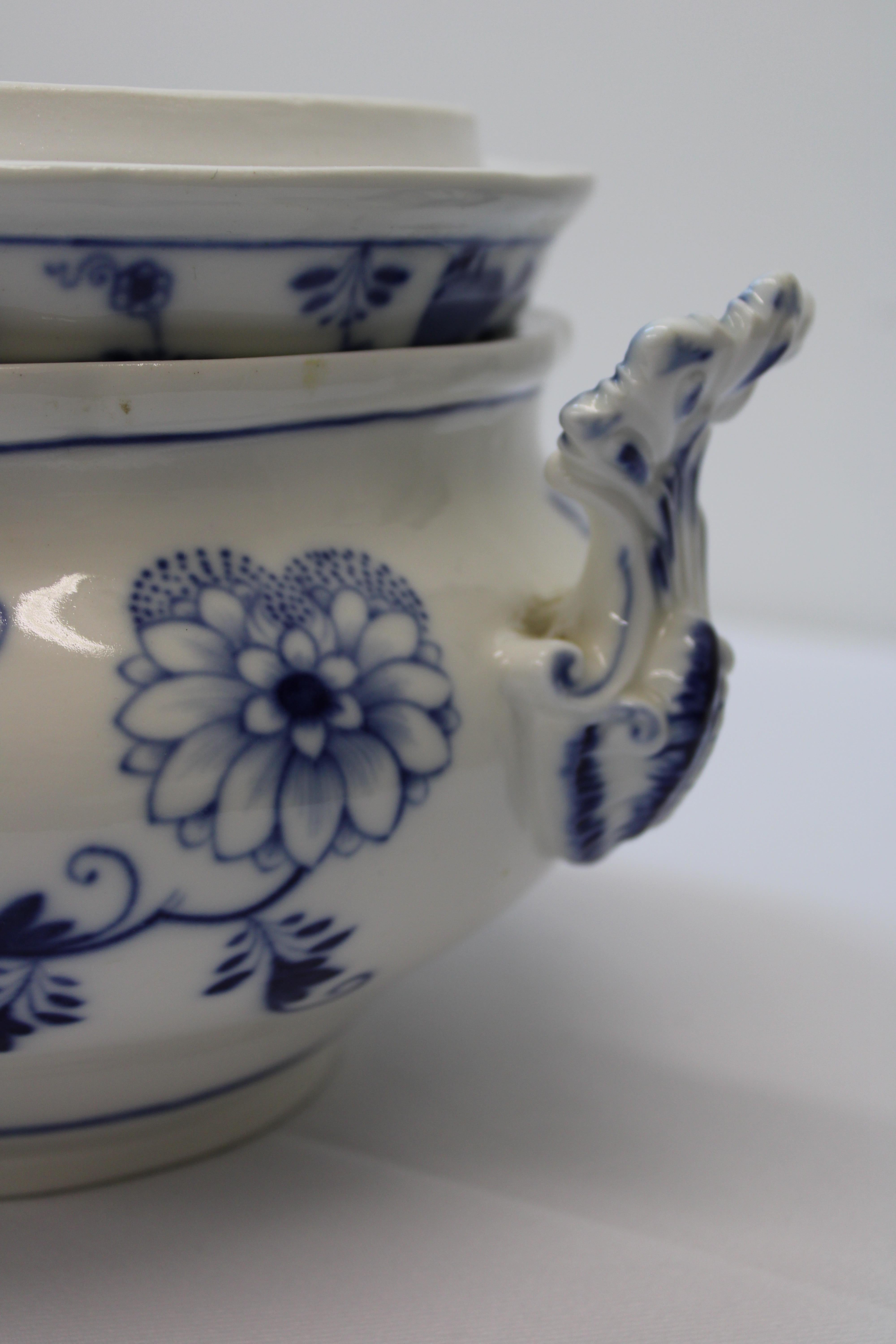 19th Century Meissen Porcelain Blue & White Soup Tureen