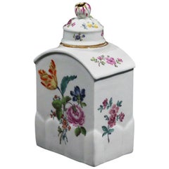 Antique Meissen Porcelain Botanical Tea Caddy or Tea Canister, circa 1760