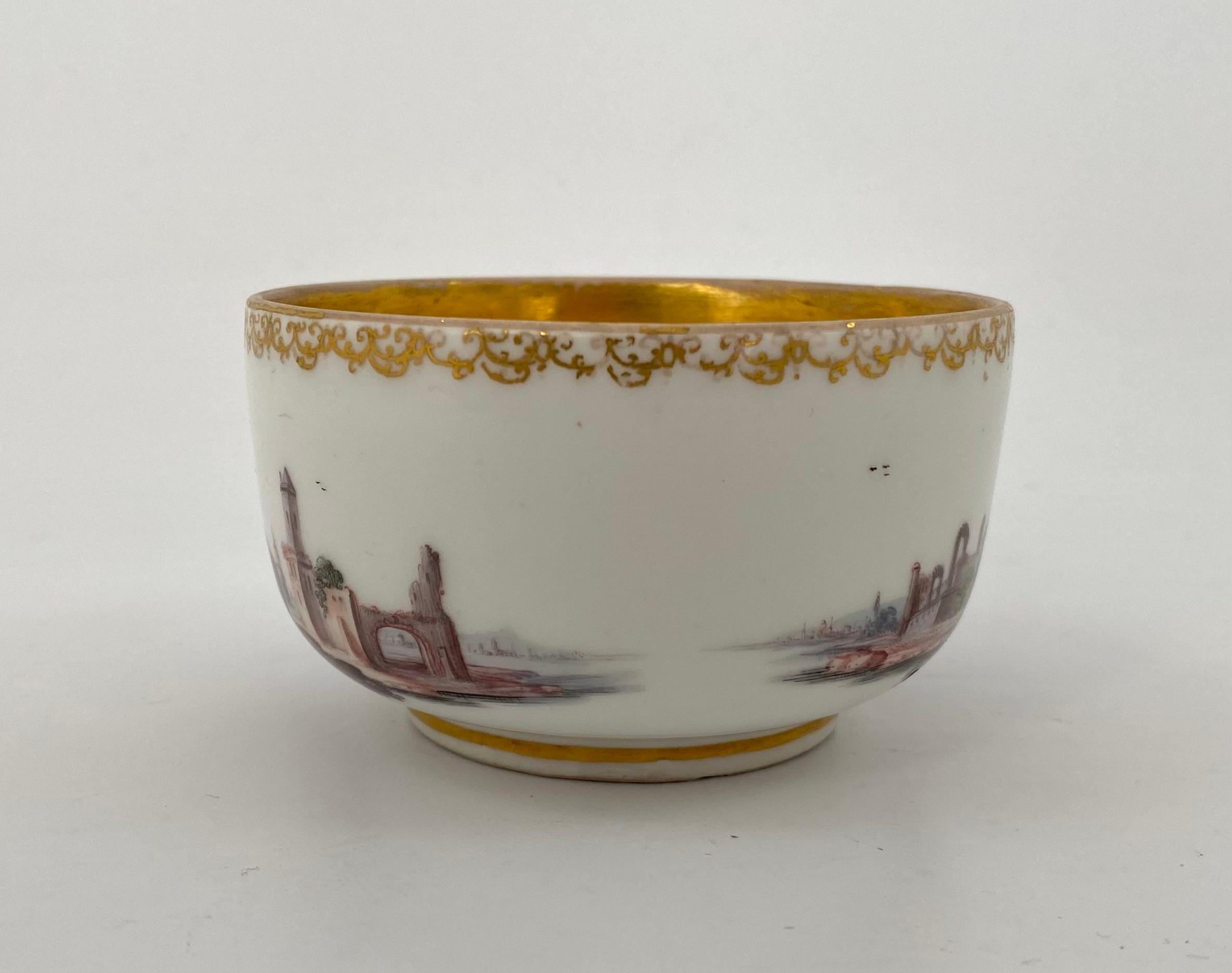 Georgian Meissen Porcelain Bowl, Harbour Scenes, c. 1735