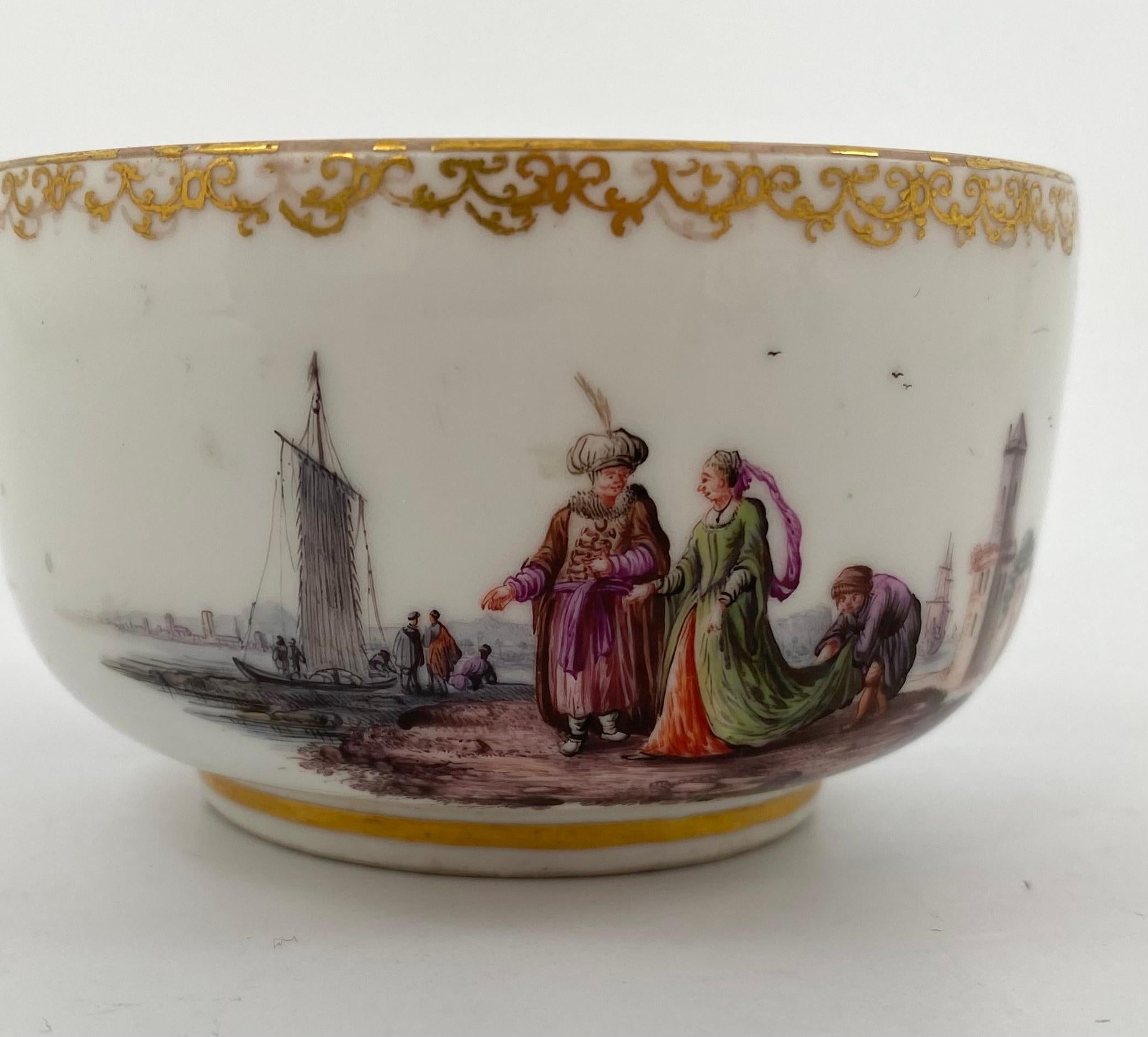 Meissen Porcelain Bowl, Harbour Scenes, c. 1735 In Good Condition In Gargrave, North Yorkshire