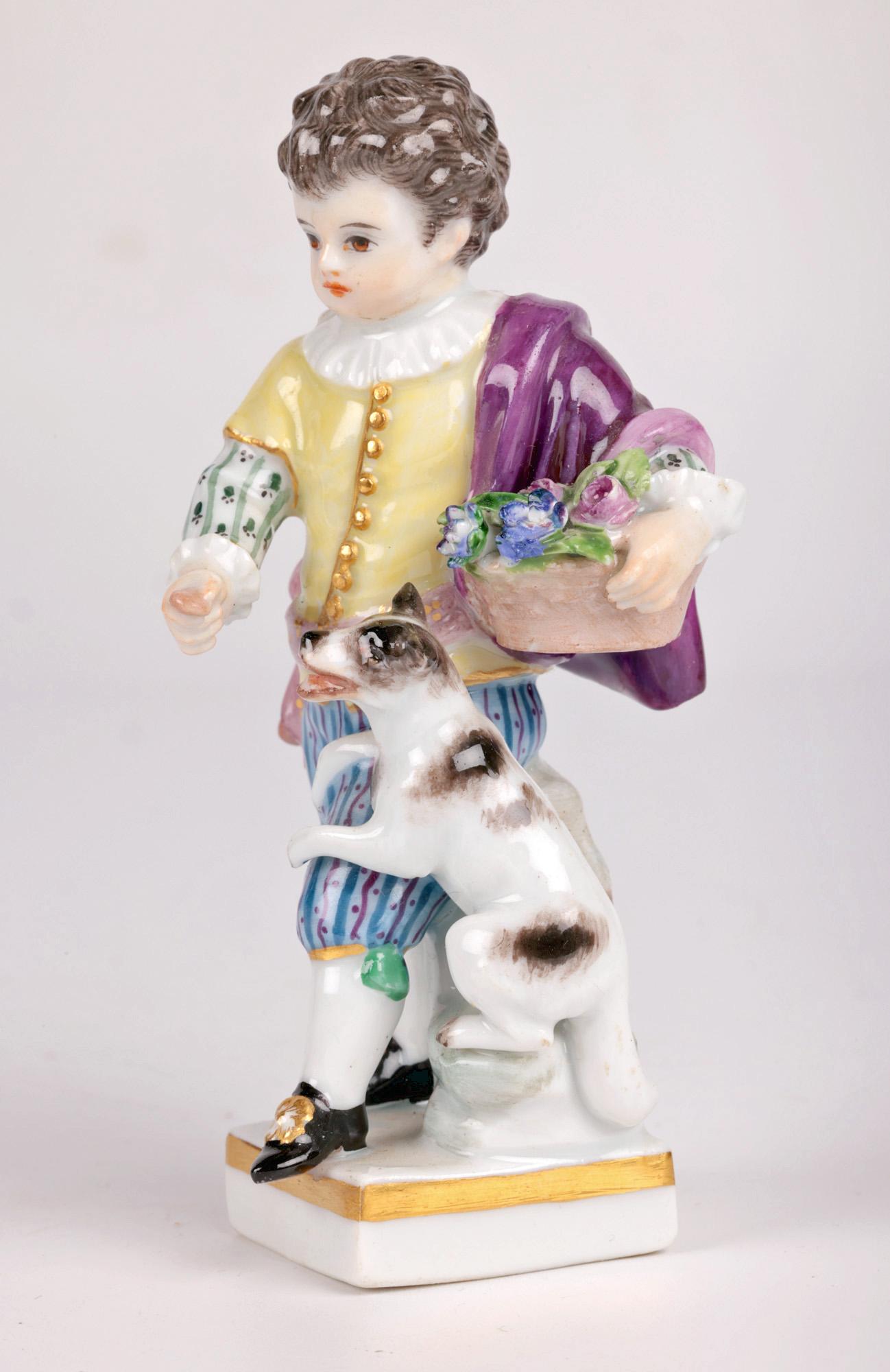 Meissen Porcelain Boy with Dog Figure For Sale 7