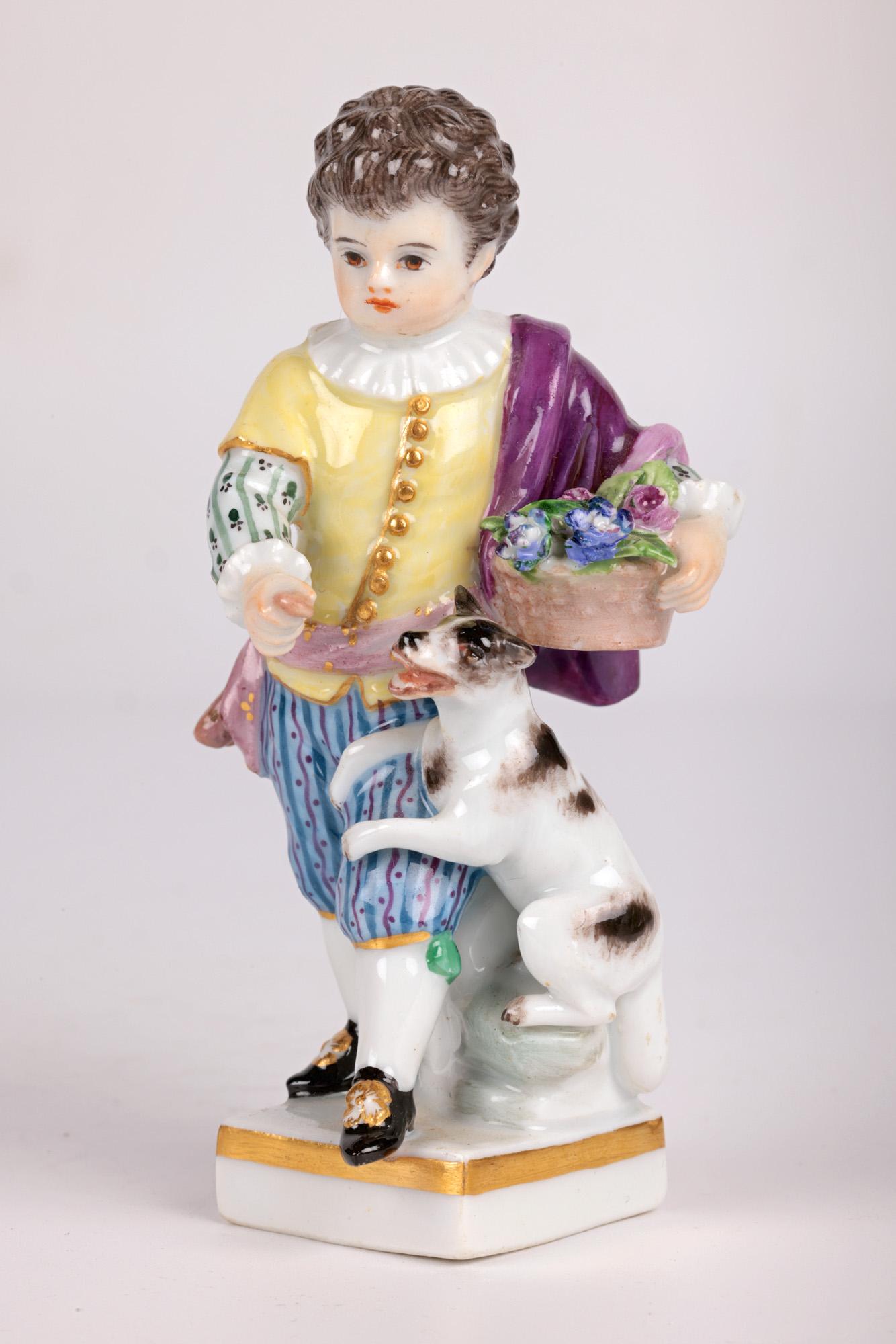 Meissen Porcelain Boy with Dog Figure For Sale 11