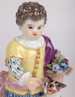 Meissen Porcelain Boy with Dog Figure