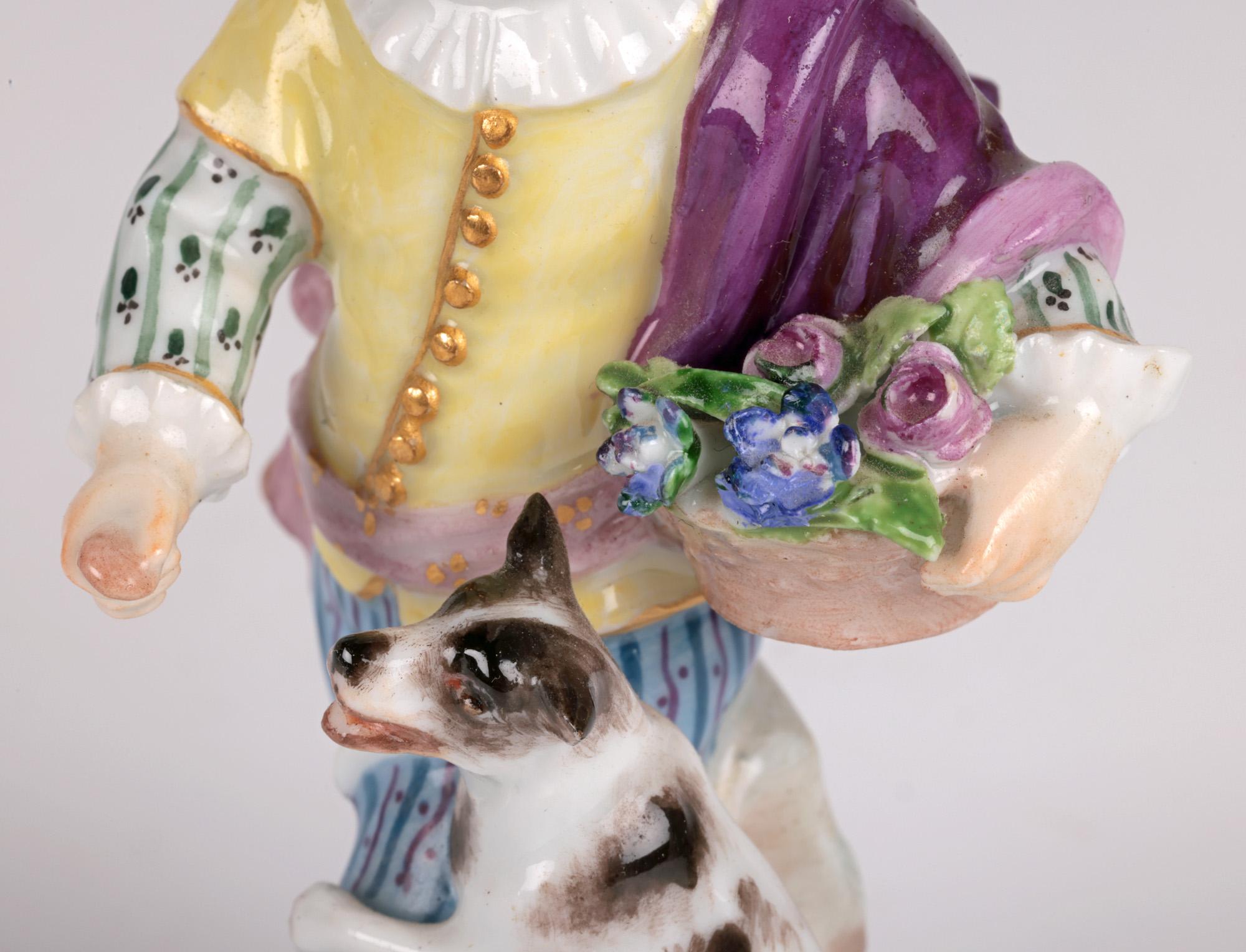 Allemand Figurine en porcelaine de Meissen représentant un garçon avec un chien en vente
