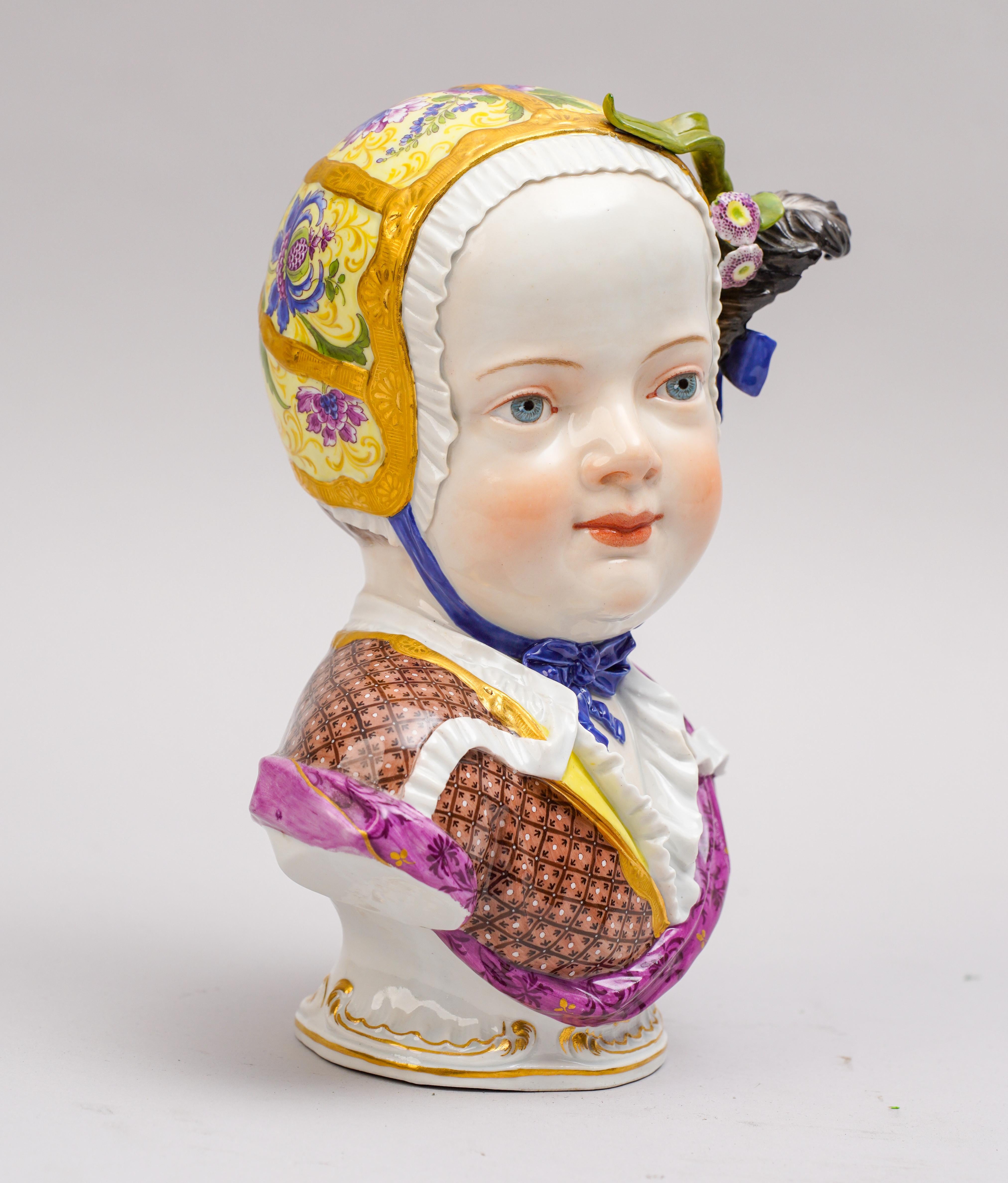 German Meissen Porcelain Bust of a Child For Sale