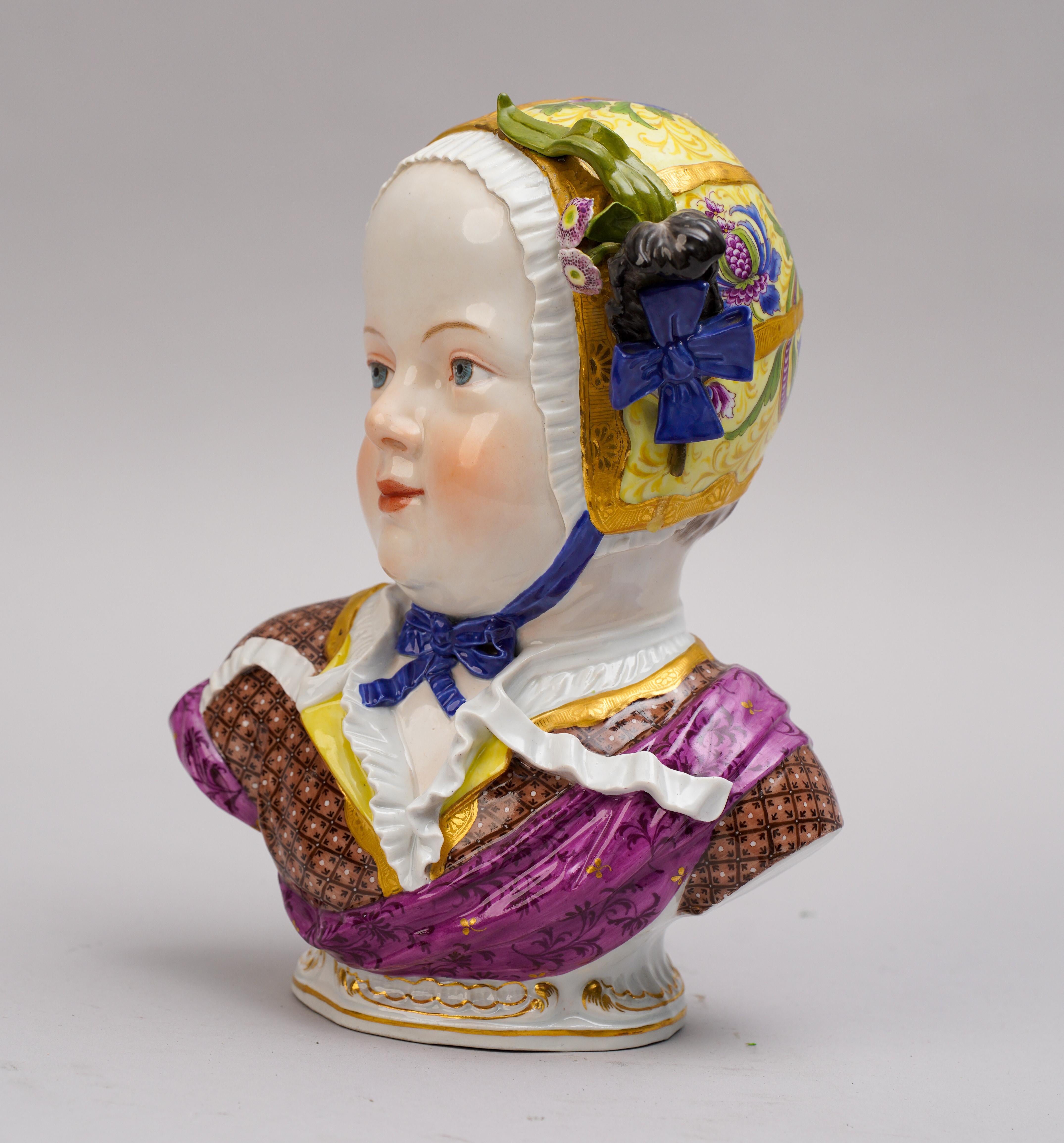 Meissen Porcelain Bust of a Child In Excellent Condition For Sale In Los Angeles, CA