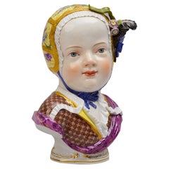 Antique Meissen Porcelain Bust of a Child