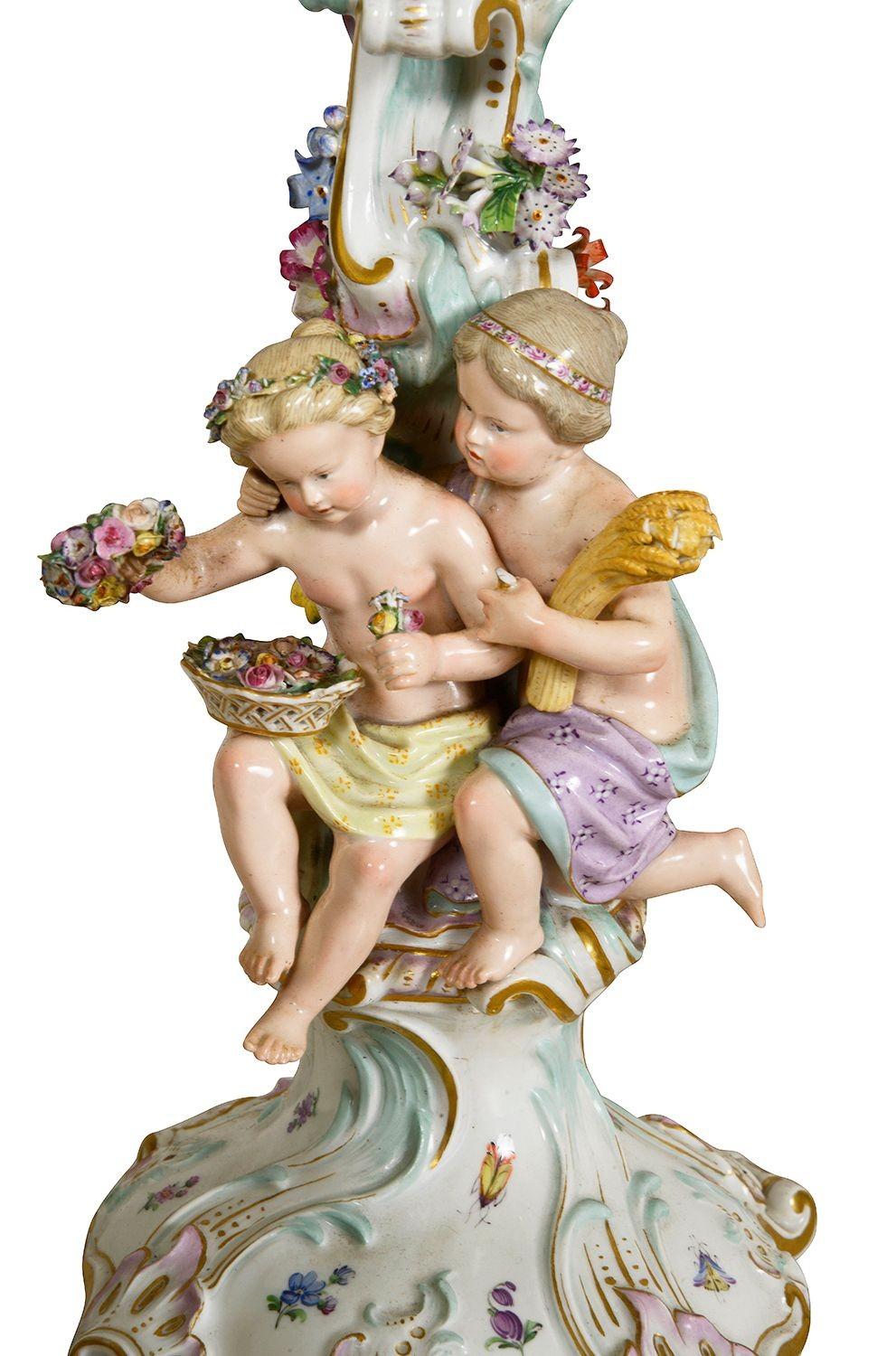 Tedesco Candelabro in porcellana di Meissen, 1890 circa in vendita