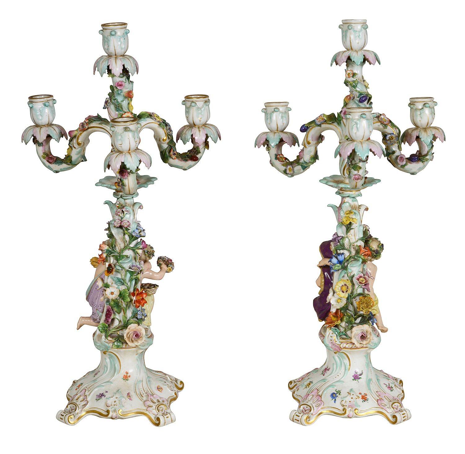 XIX secolo Candelabro in porcellana di Meissen, 1890 circa in vendita