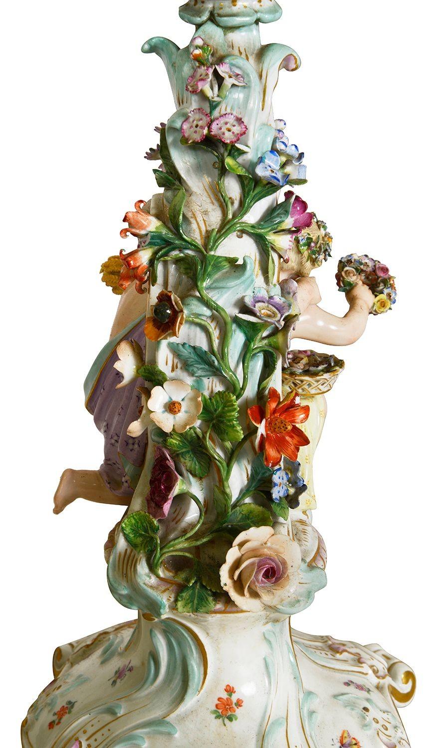 Porcellana Candelabro in porcellana di Meissen, 1890 circa in vendita