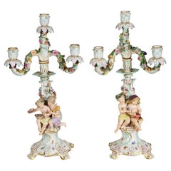 Candelabro in porcellana di Meissen, 1890 circa