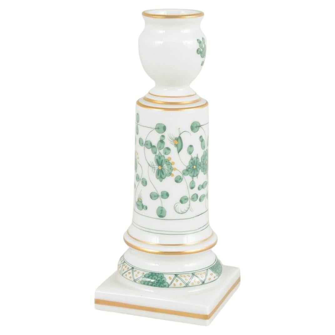Meissen, porcelain candlestick decorated in the “Green Indian” pattern.