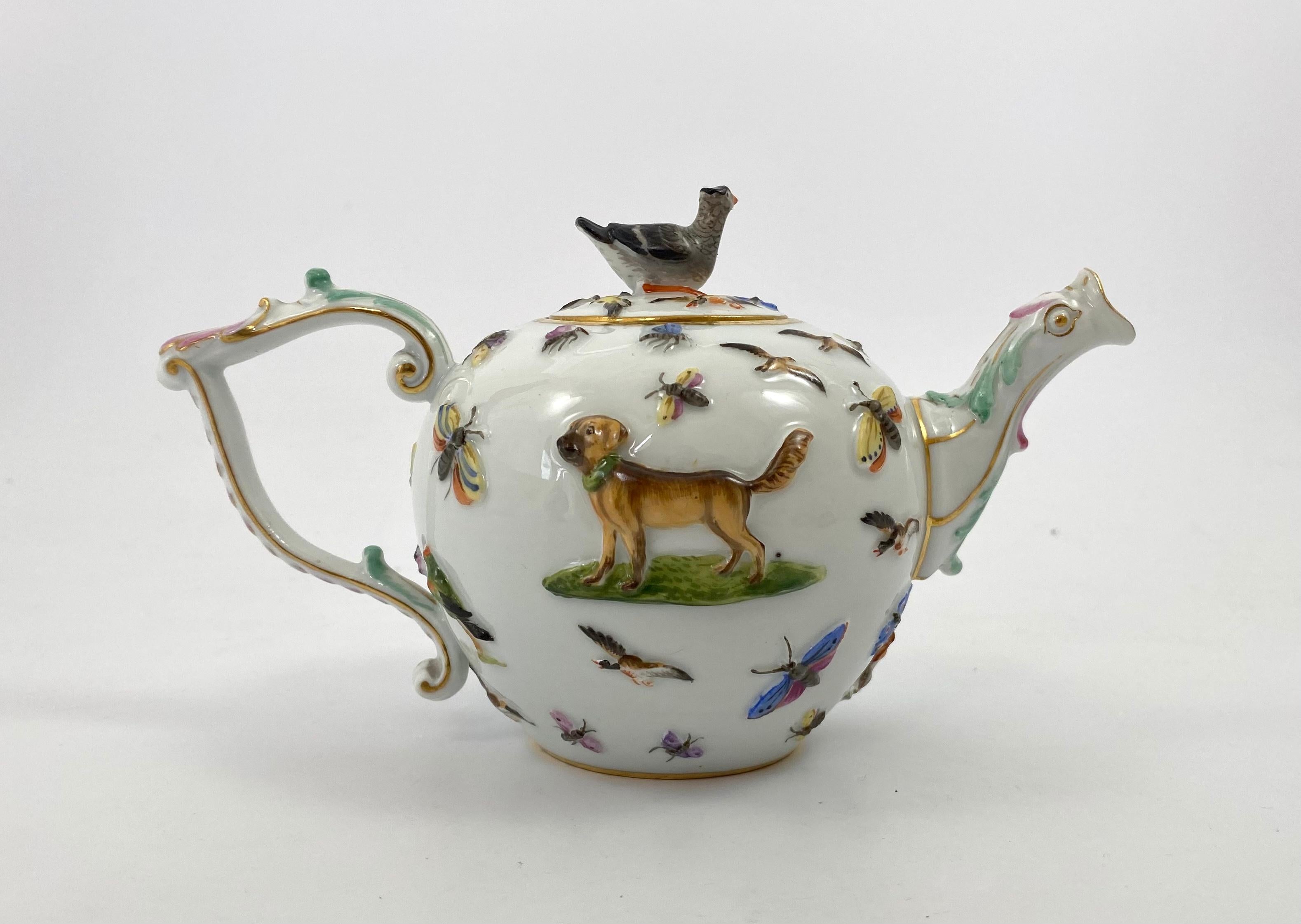 Fired Meissen Porcelain ‘Cats and Dogs’ Teapot, c. 1830.