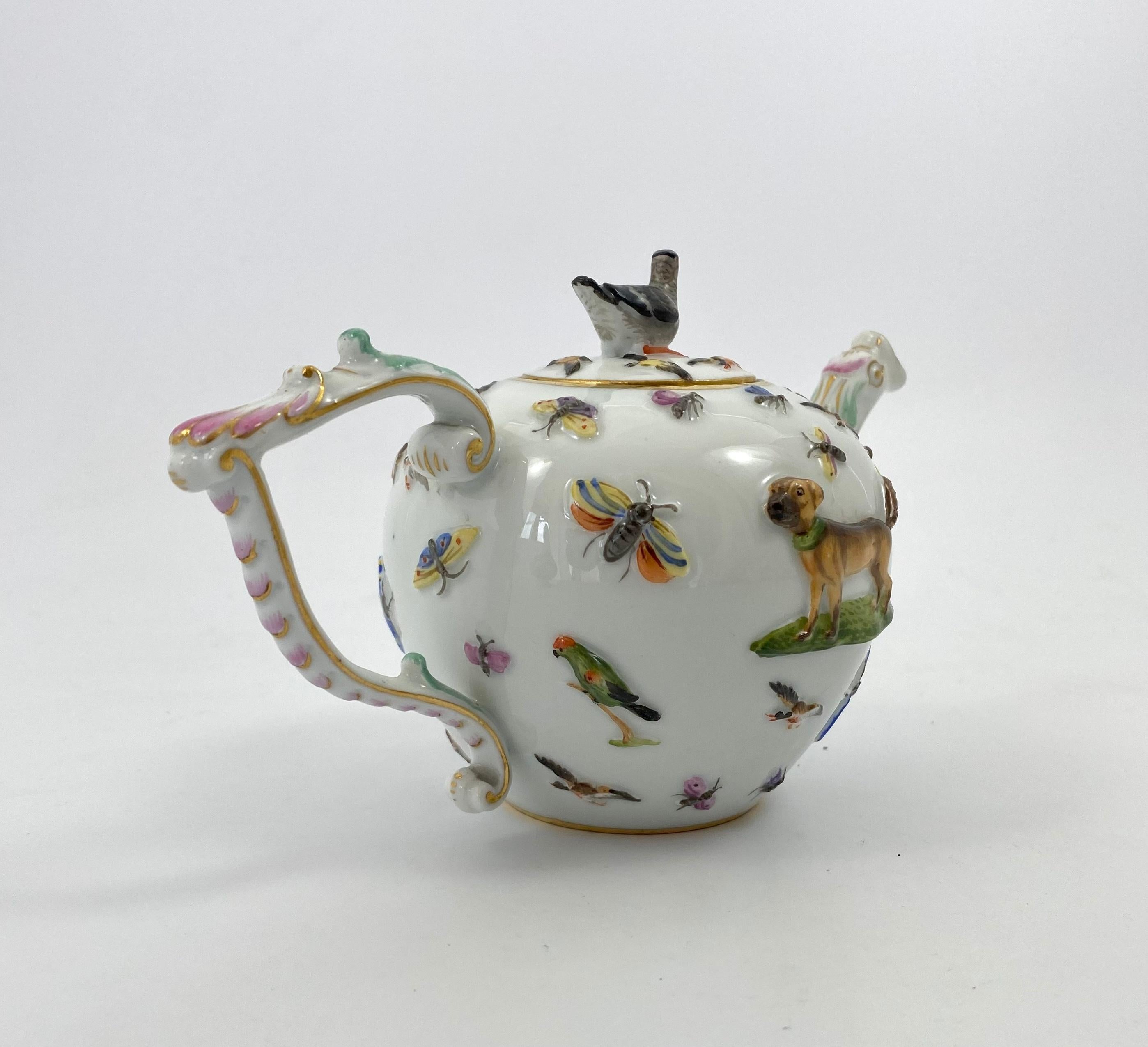 Mid-19th Century Meissen Porcelain ‘Cats and Dogs’ Teapot, c. 1830.