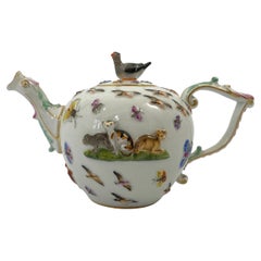 Antique Meissen Porcelain ‘Cats and Dogs’ Teapot, c. 1830.