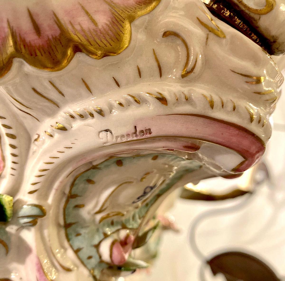 Mid-20th Century Meissen Porcelain Chandelier For Sale