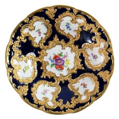 Meissen Porcelain Cobalt and Gold Deep Cabinet Plate/Bowl