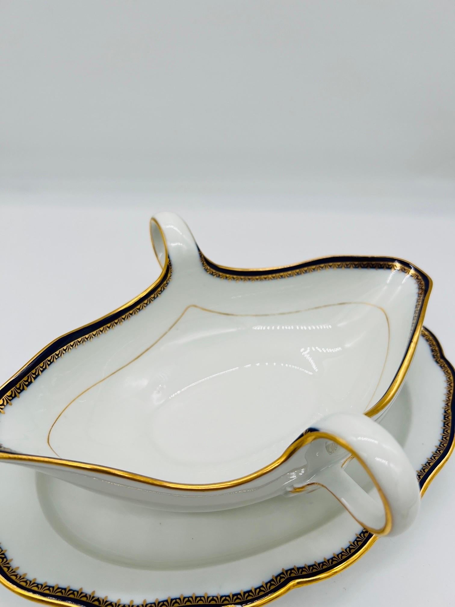 George IV Meissen Porcelain Cobalt & Gold Rim Decorated Sauce Boat For Sale