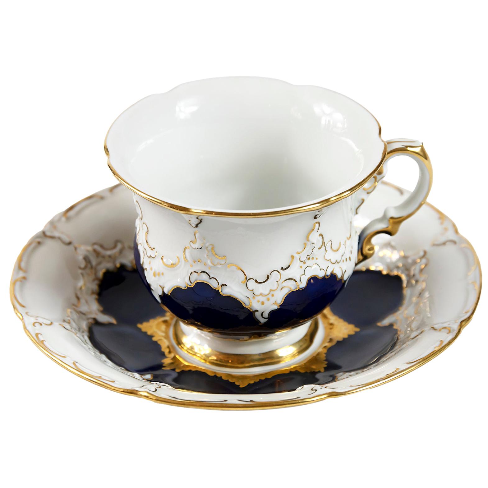 Meissen Porcelain Coffee Cup with Saucer