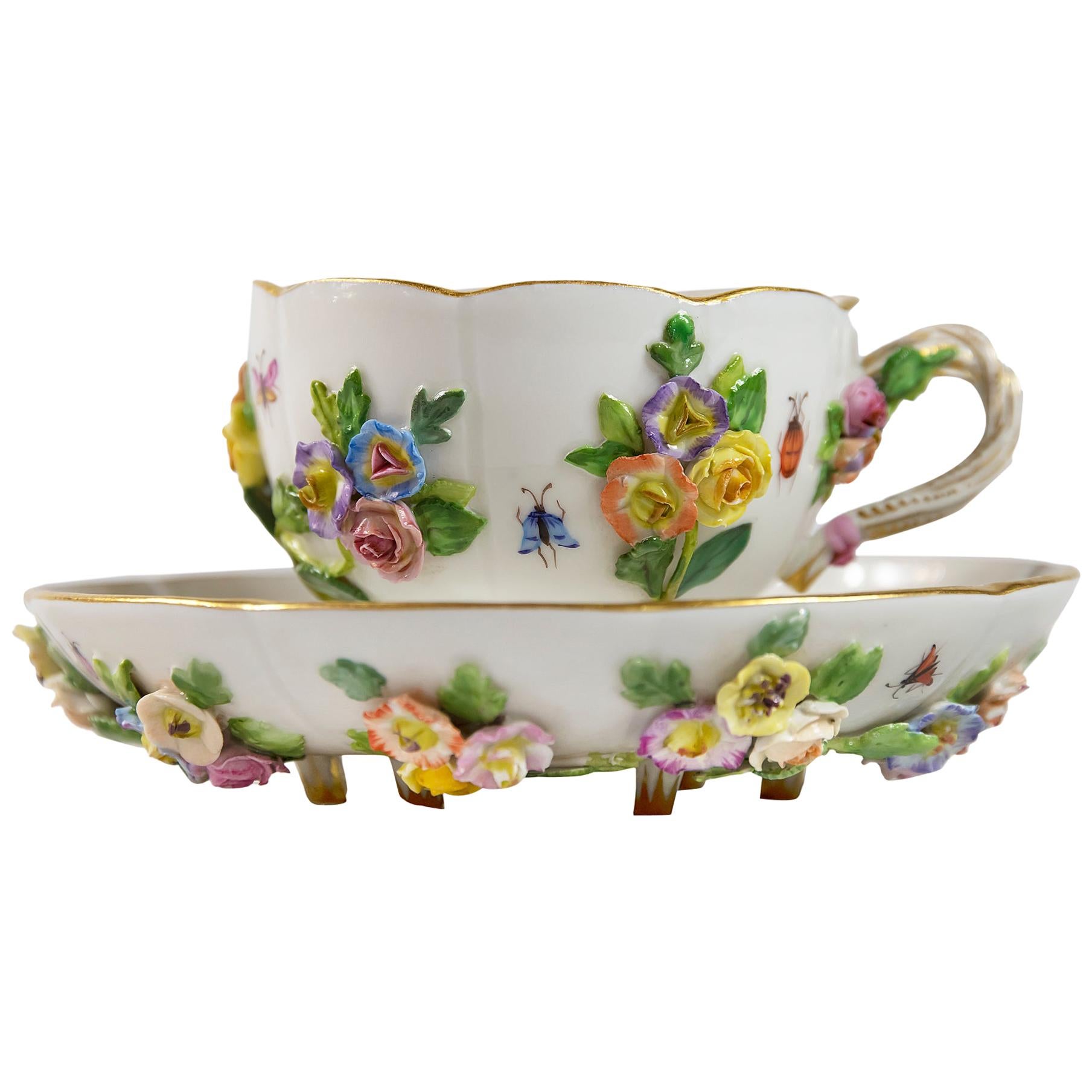 Meissen Porcelain Coffee Cup with Saucer