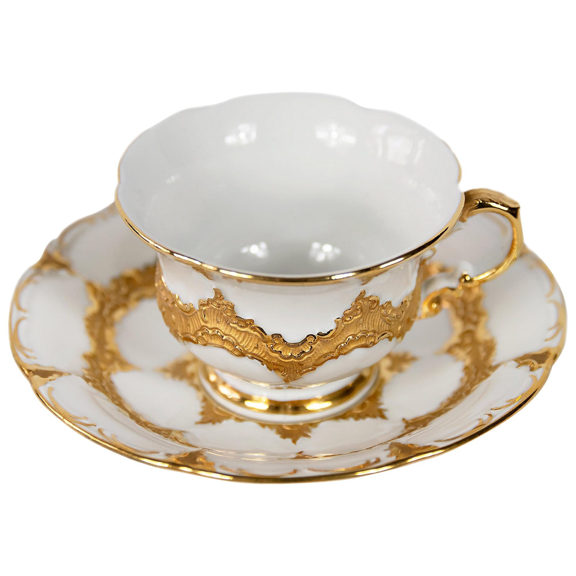 Meissen Porcelain Coffee Cup with Saucer
