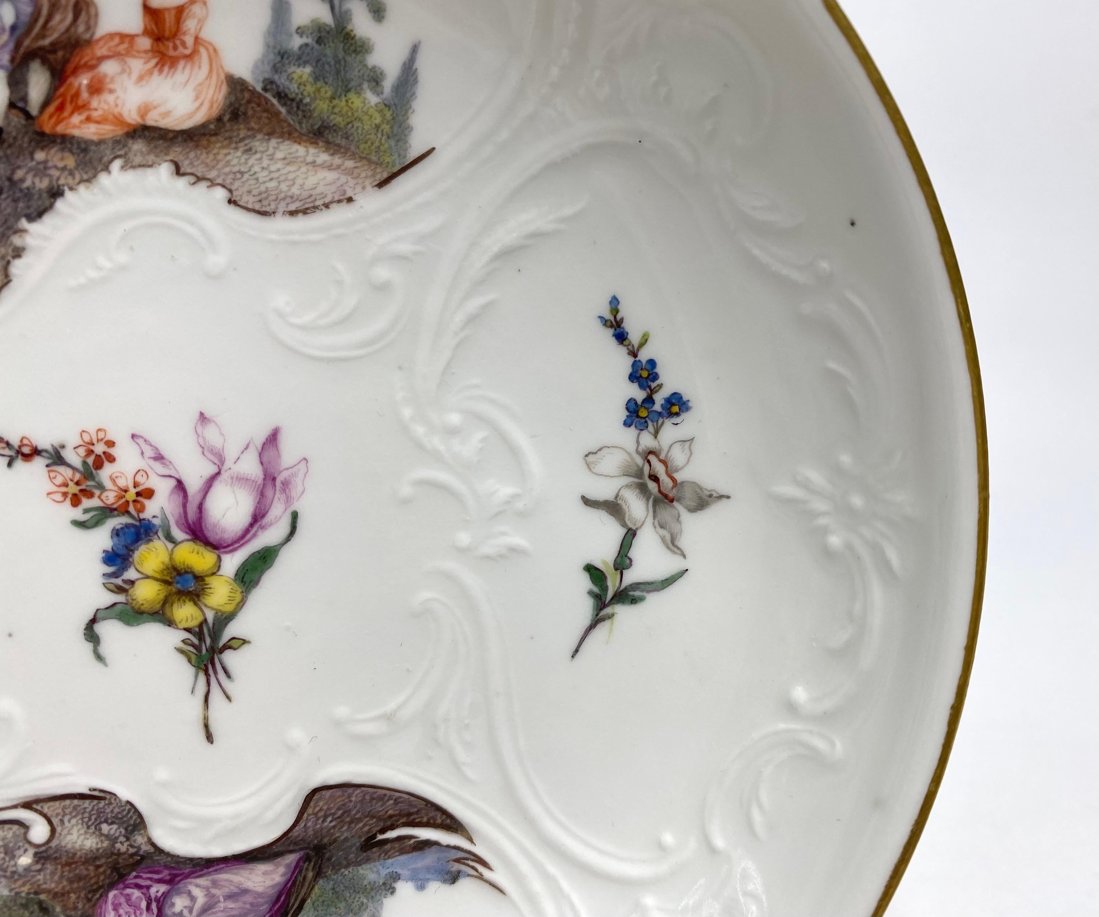 Fired Meissen porcelain cup and saucer, c. 1740.