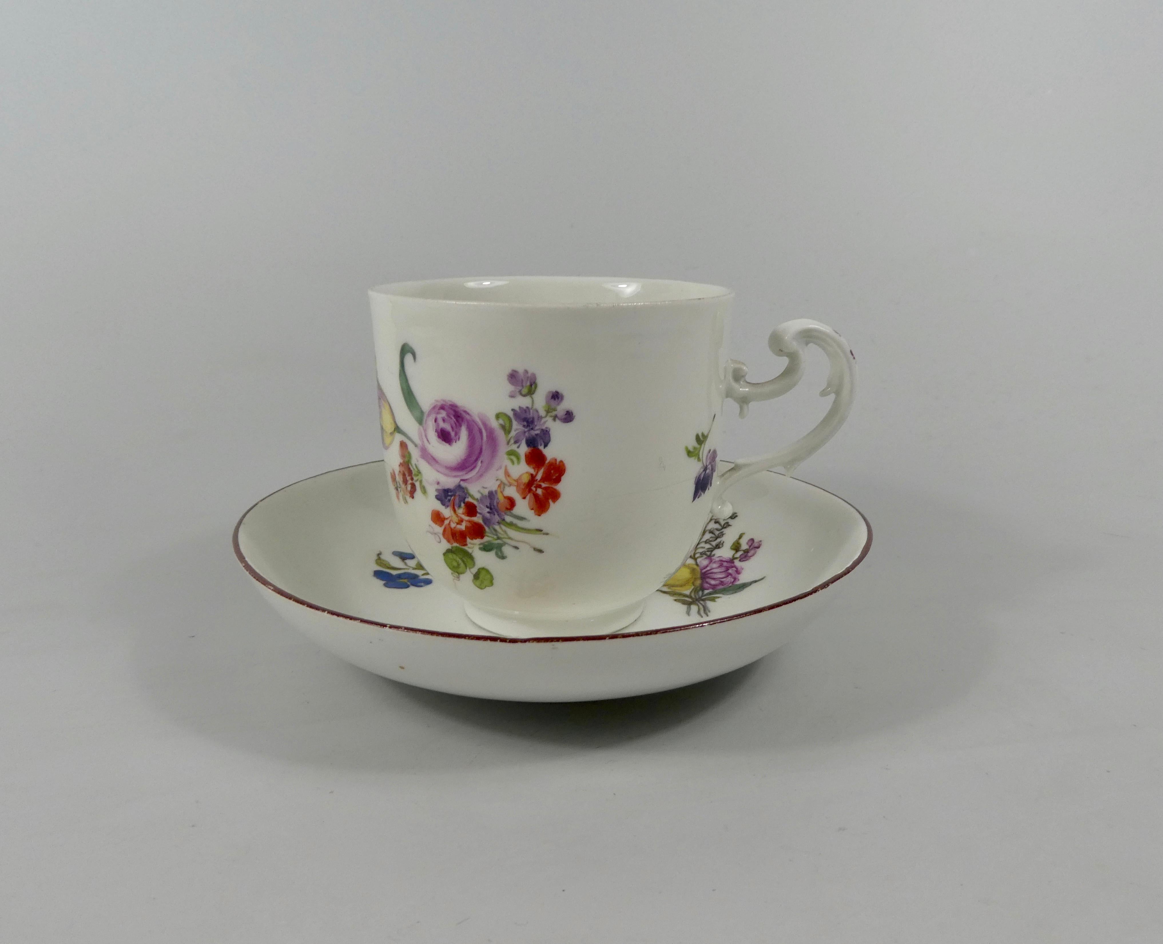 Meissen Porcelain Cup and Saucer, circa 1740 In Good Condition In Gargrave, North Yorkshire