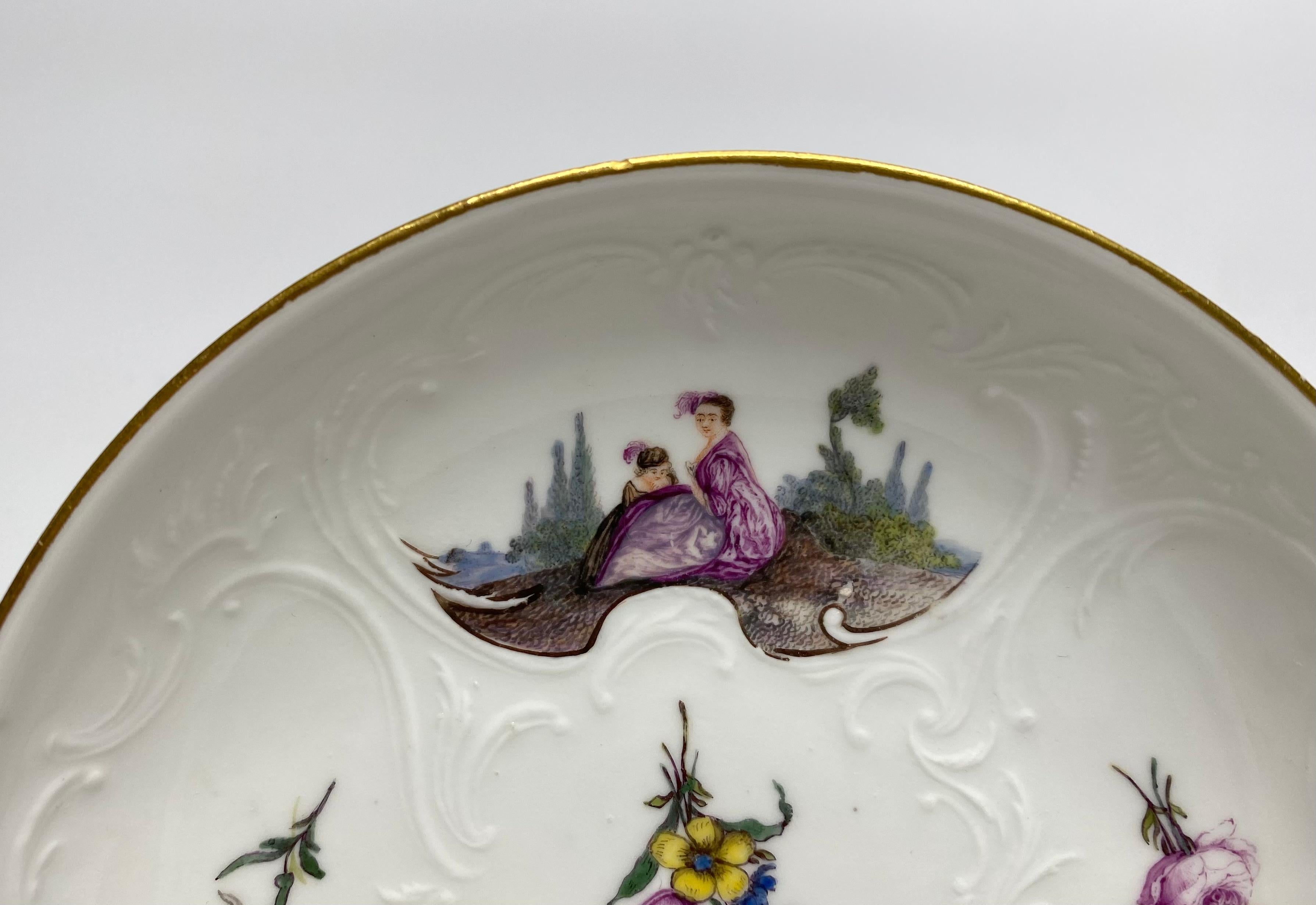 Mid-18th Century Meissen porcelain cup and saucer, c. 1740.